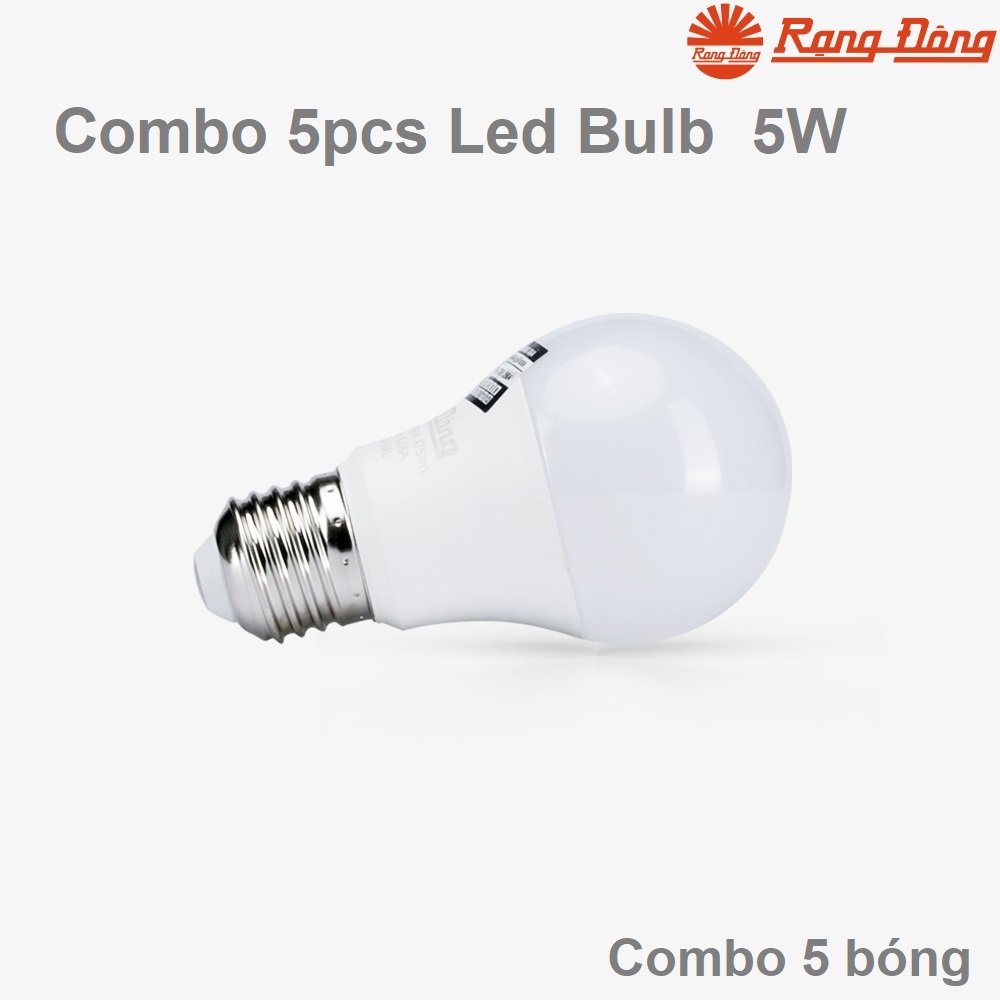 Combo 5 bóng đèn Led tròn 5W Rạng Đông