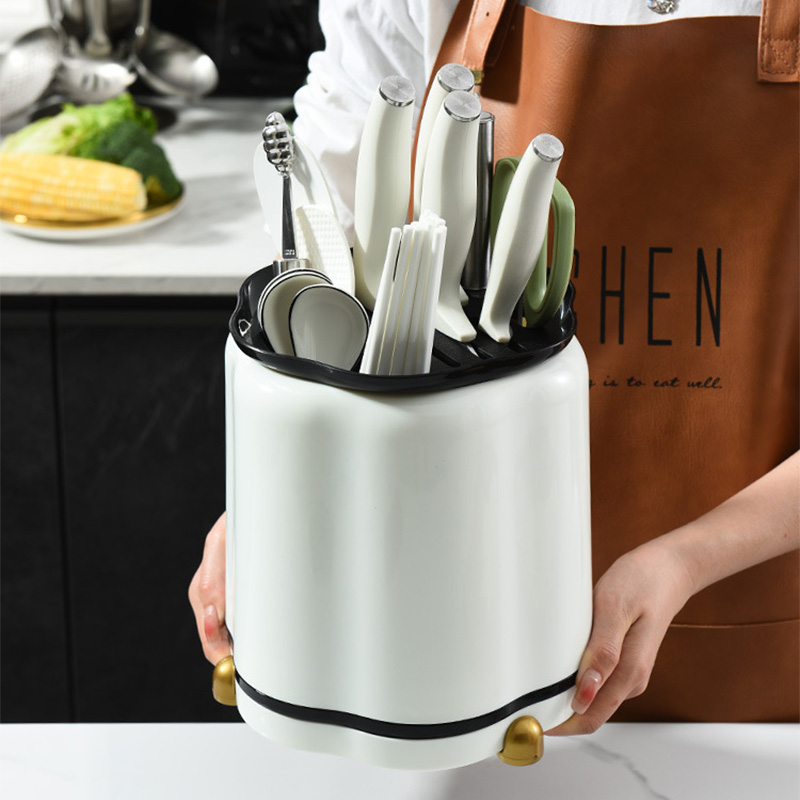 Rotating home knife holder petal knife holder Knife holder multi-functional storage rack Kitchen storage chopsticks container storage rack