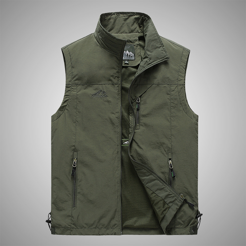 【In-Demand Item】 FGKKS Spring New Men Waistcoat Outdoor Leisure Solid Color Vest Young Middle-aged Photography Fishing Casual Vest Jacket Male.