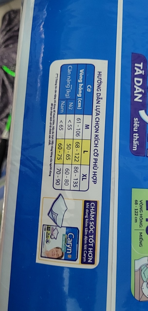Tã dán người lớn Caryn M40/L40/XL20