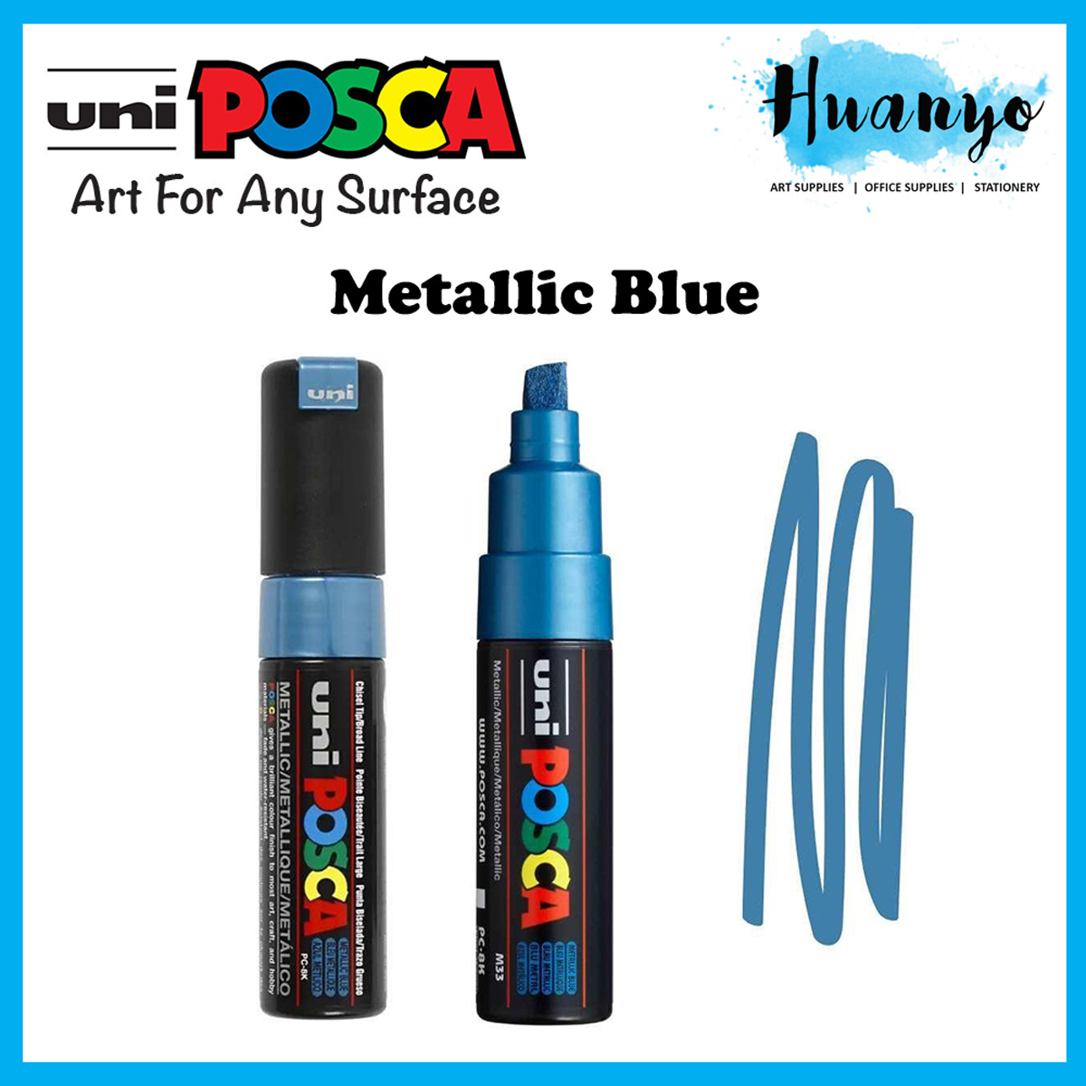 Posca PC-8K Broad Chisel Metallic Blue Paint Marker