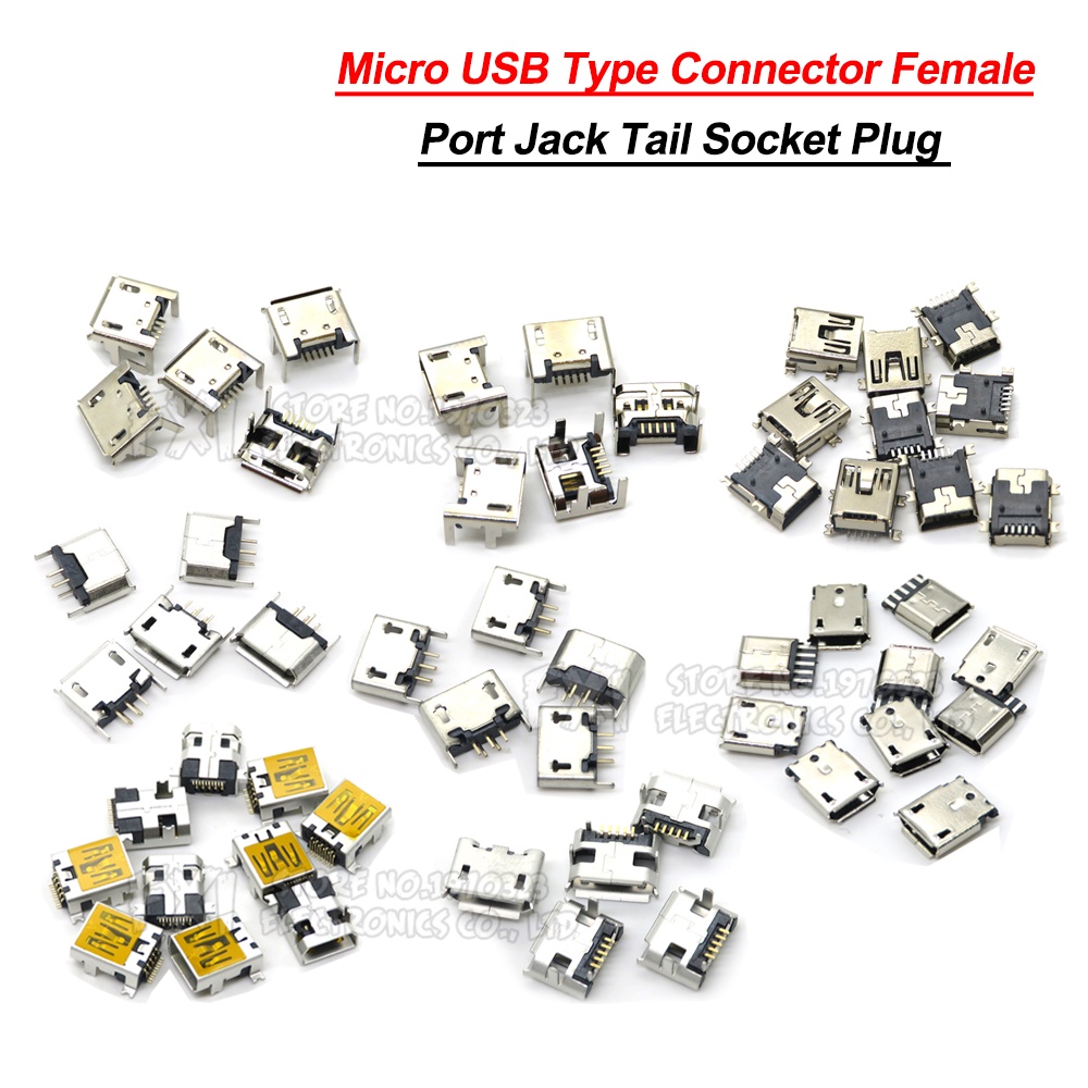 10 cái Micro USB Loại kết nối nữ cổng jack đuôi Ổ Cắm phích cắm ibuw cho điện thoại Android dữ liệu kết nối New Dip SMD