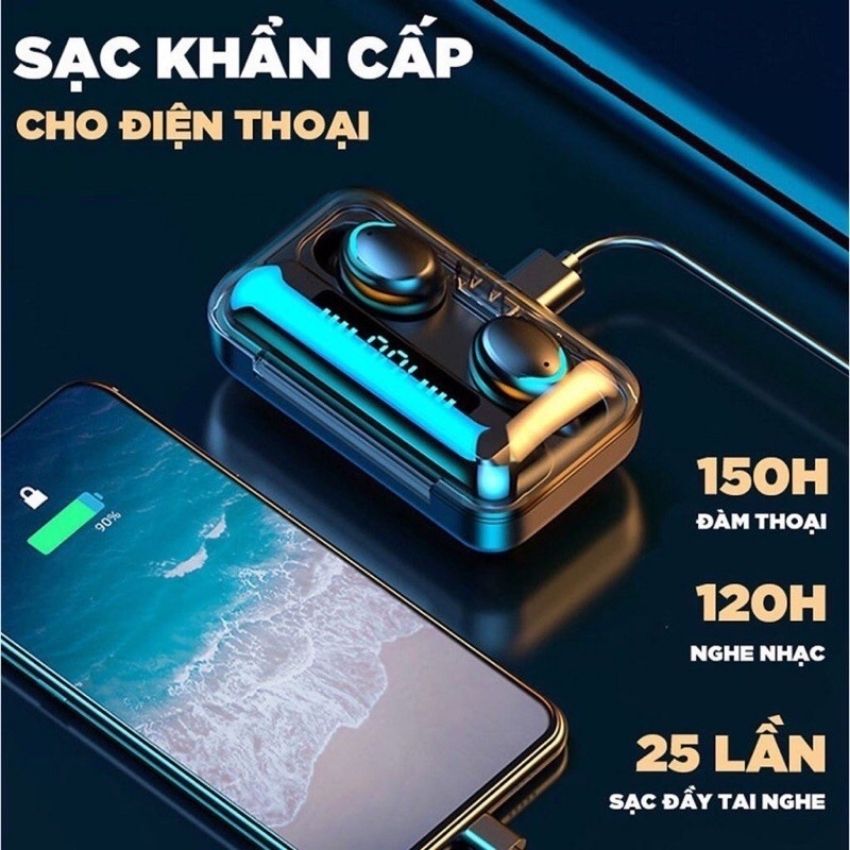 Tai Nghe Bluetooth F9 Pro Mẫu 2021 Phiên Bản Thứ 12 Mắt Sói Trong Đêm Không Dây Chống Nước Chống Bụi Chống Ồn