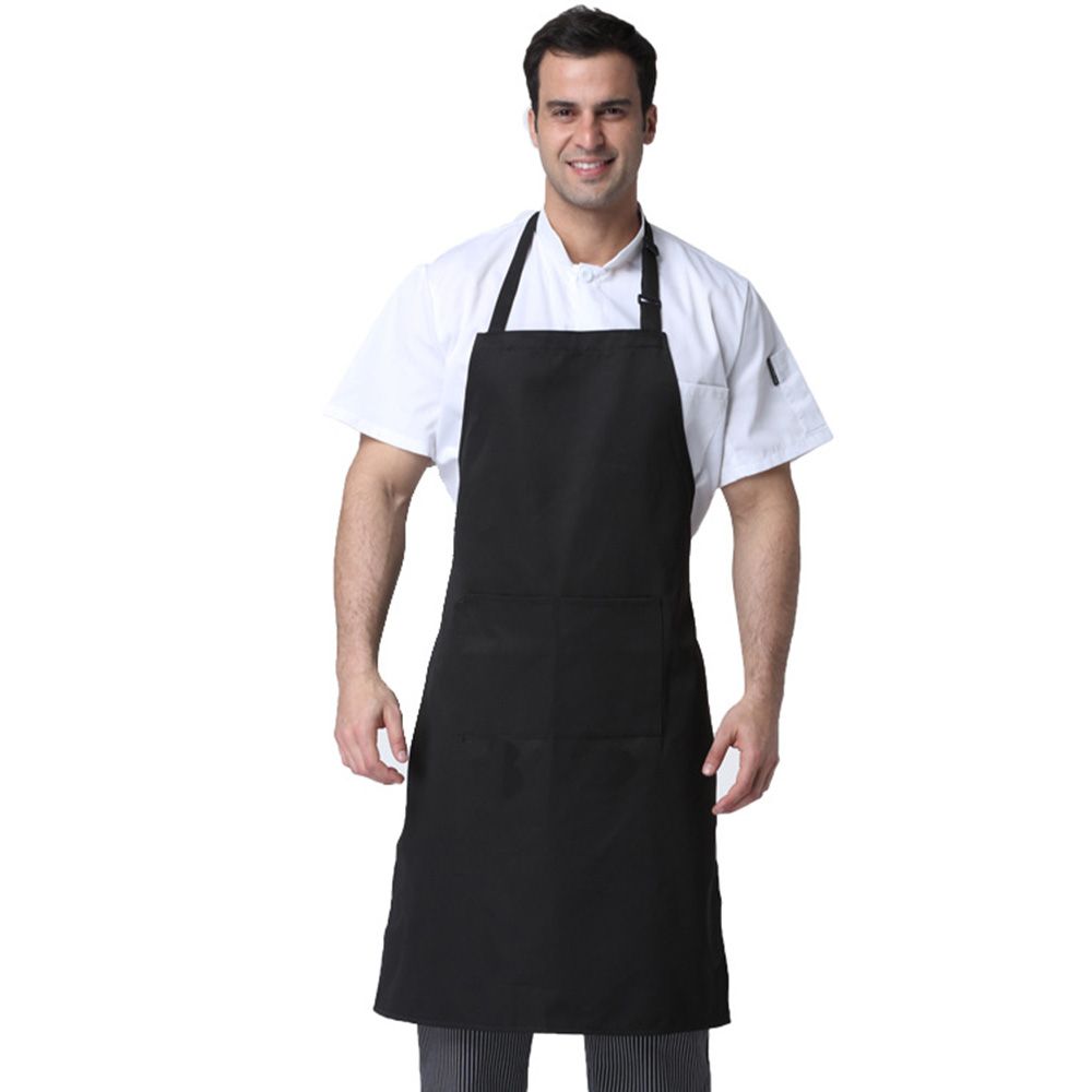 CHENG Men and Women Cooking Supplies Fabric Halter Neck Catering Stripes Pinafore Chef Apron Bibs Clean Pinafore