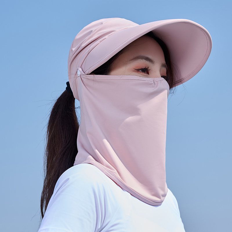 SBART Sunscreen hat for ladies with empty top UV protection large brim nylon ice silk face protector sun visor hat