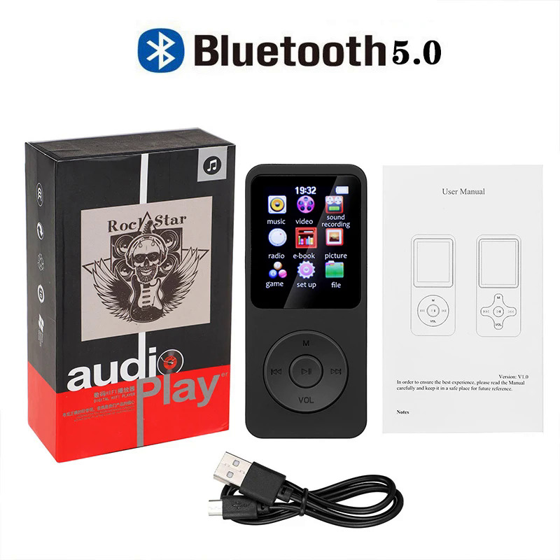 Máy nghe nhạc mp3 bluetooth-tương thích màn hình màu mp4 walkman hifi âm nhạc máy nghe nhạc hỗ trợ 128g tf thẻ di động với loa ghi âm