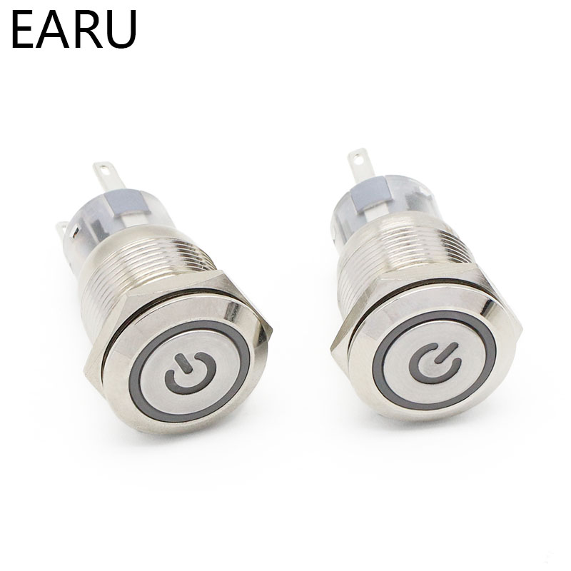 【TopazTrove】19mm Metal Stainless Steel Momentary Horn Push Button Switch LED 12V 24V 220V Waterproof Car Auto Engine PC Power Start Starter. 