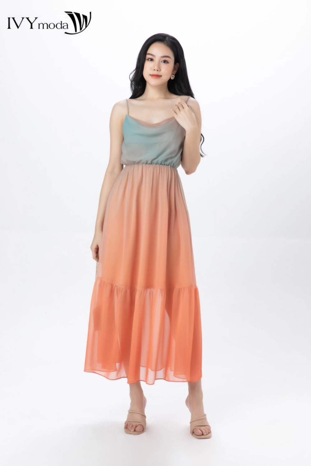 Đầm lụa hoa đậu thơm- Sweet Pea Dress IVY moda MS 41B9301