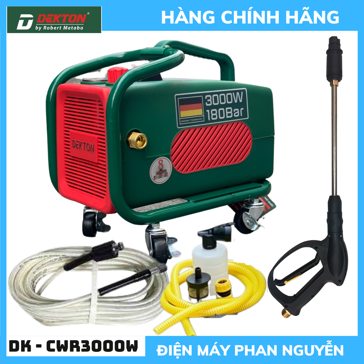 Máy rửa xe áp lực Dekton 3000W - DK CWR3000F - Đồng 100% thumbnail