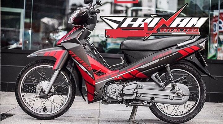 Tem trùm sirius 50cc Đỏ Đen Nhám, team dán xe máy sirius, team trùm sirius, tem decal sirius đỏ đen nhám