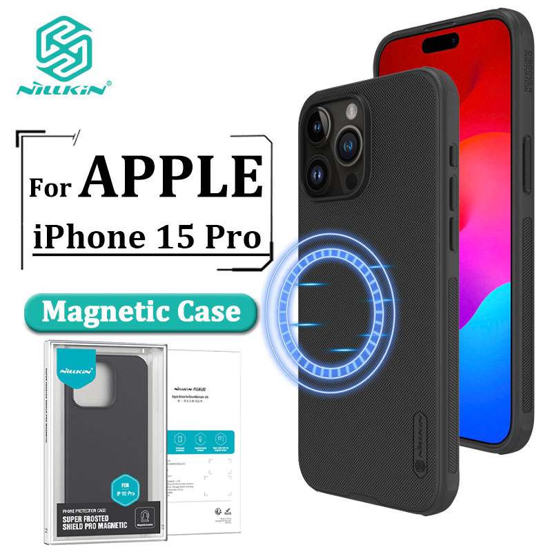 Nillkin hard pc + tpu magnetic case for iphone 15 pro phone case luxury super frosted shield pro pc + tpu hard protection back cover