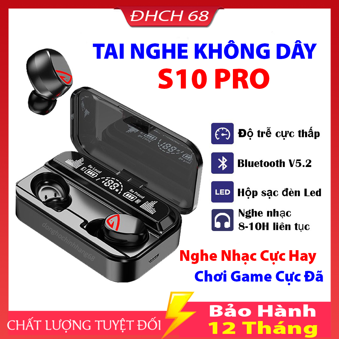 Tai Nghe Bluetooth Không Dây S10 Pro Pin Cực Trâu Nghe Nhạc Cực Hay Chơi Game Cực Đã Tai Nghe Không Dây ,Tai Nghe Bluetooth 5.2 Bảo Hành 12 Tháng