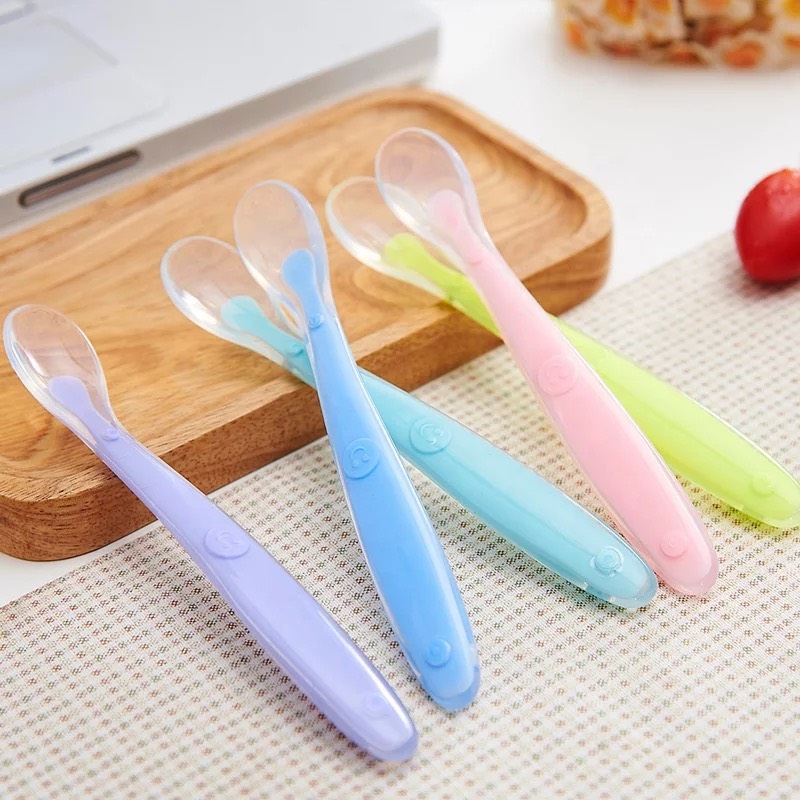 Thìa silicon đầu siêu mềm cho bé tập ăn dặm