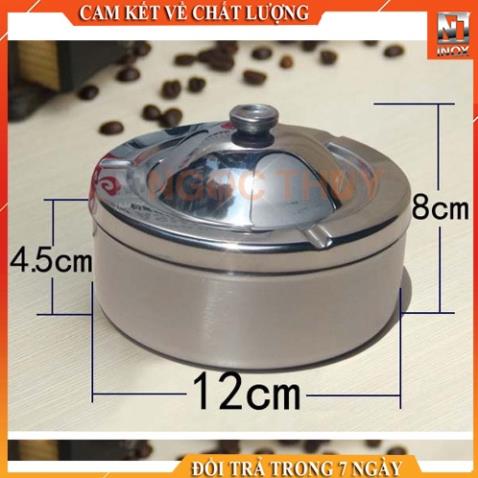 Gạt tàn thuốc inox nắp xoay cao cấp
