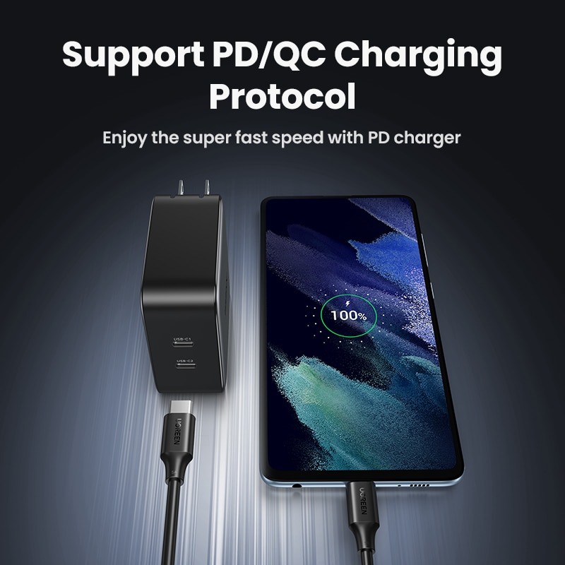 UGREEN USB C to USB Type-C Cable PD100W 60W Fast Charge Data Cable for Macbook Samsung S9 Plus USB Type C Cable 100W PD Cable