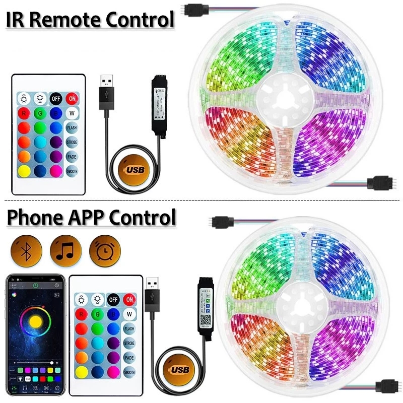 1-30M/100FT USB LED Strip Lights Tuya APP Control Color Changing 5050 ...