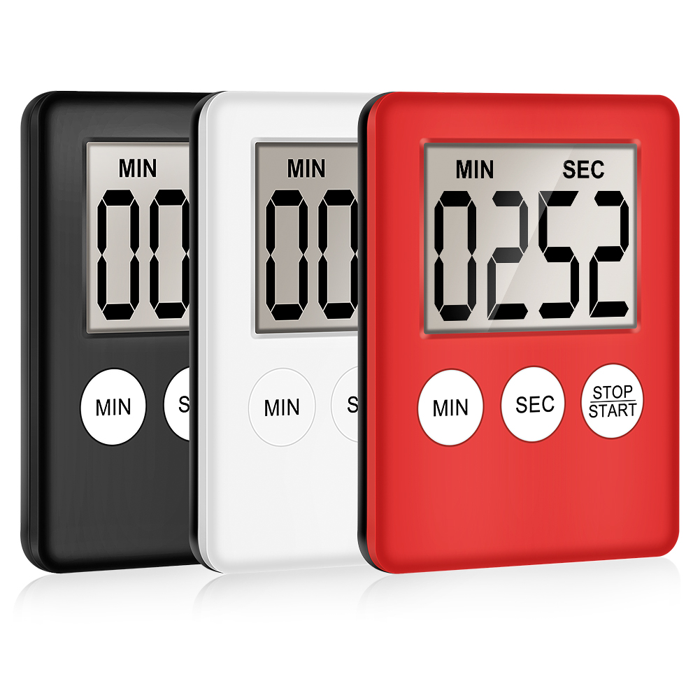 Bahagiha Super Thin LCD Digital Screen Kitchen Timer Square Cooking Count Up Countdown Alarm Magnet Clock Temporizador