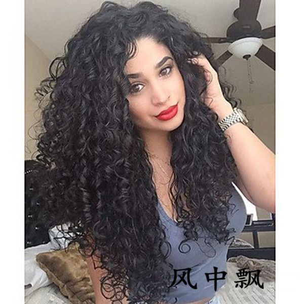 African Small Curly Black Long Hair Bobhaircut Small Curly Long Hair Latin American Curly European And American Style Wig 18 Inches