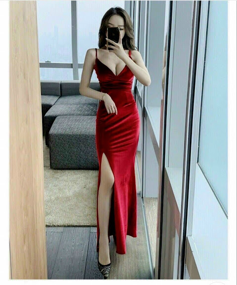 [HCM]ĐẦM MAXI NHUNG 2 DÂY XẺ TÀ
