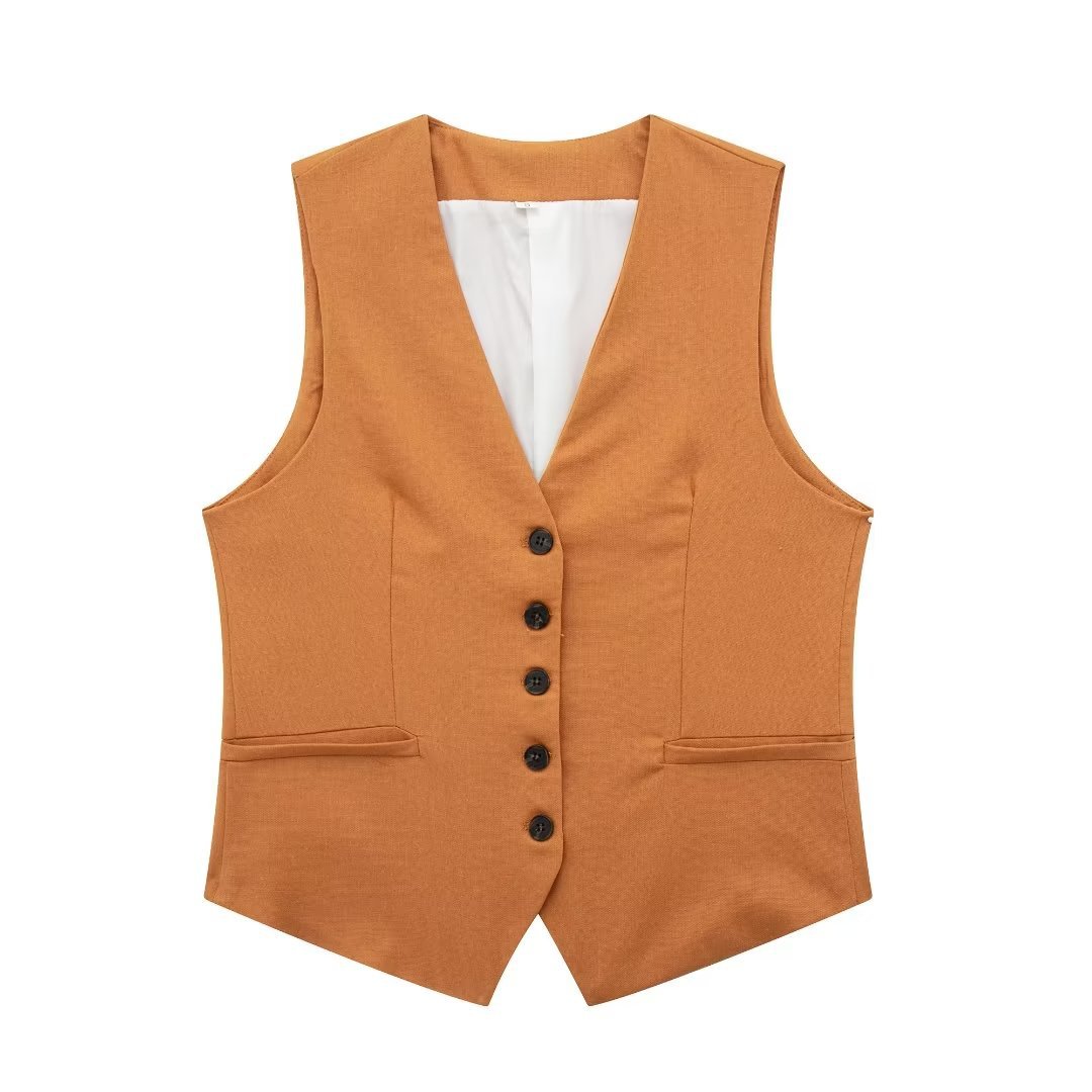 Quần áo nữ Linen Blend Clone Vest+Quần short Set