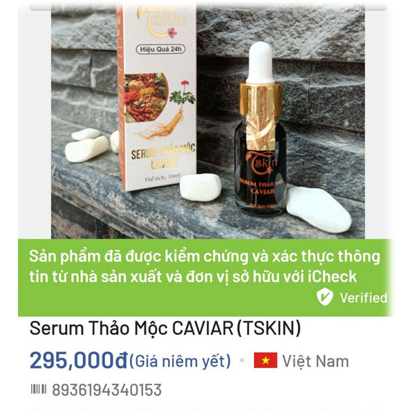 Serum dưỡng trắng da mờ thâm mụn căn bóng da Caviar 10ml
