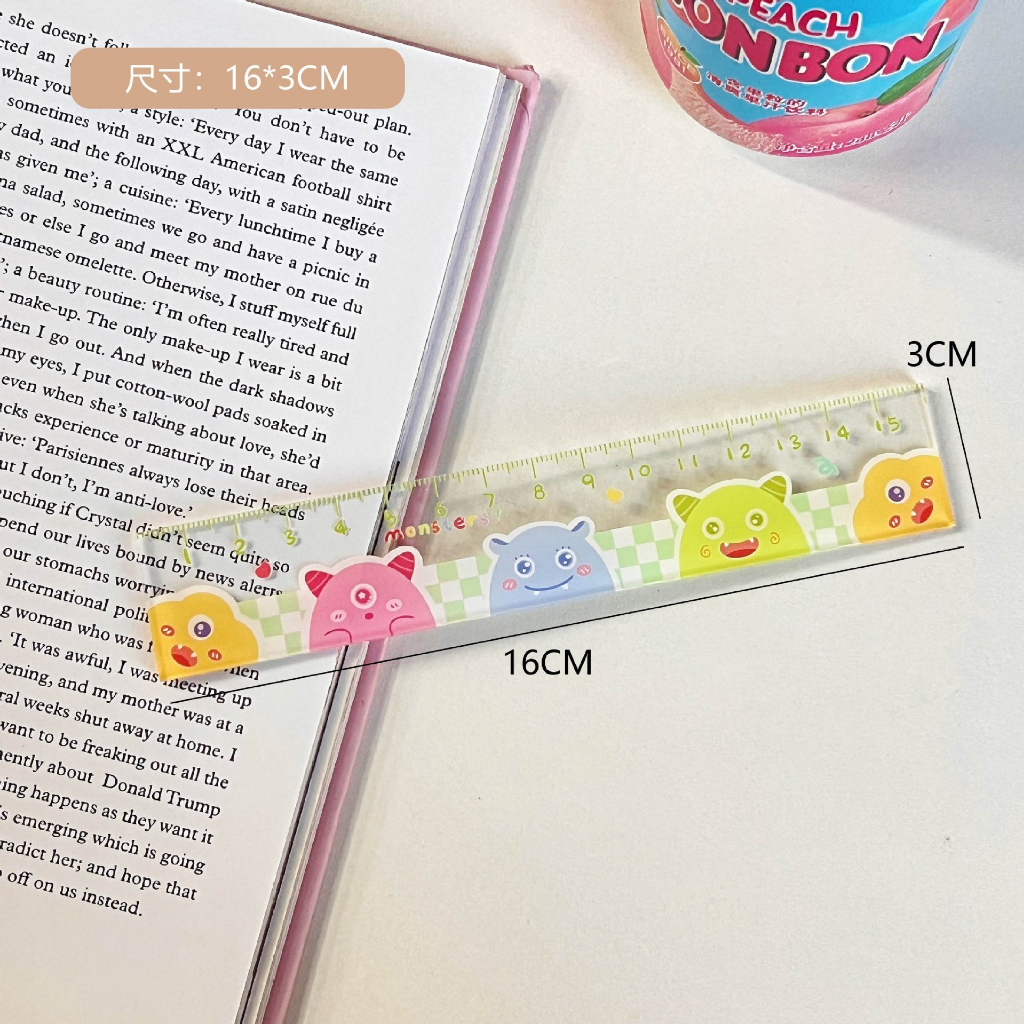 CHILDLIKE Thước kẻ mica trong suốt in hình dễ thương 15cm