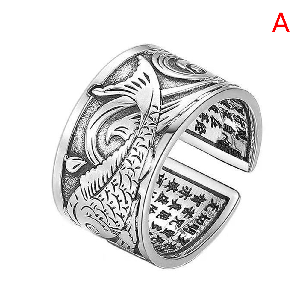 Nicle Rider koi fish pattern opening ring men and women good luck wearing jewelry ...