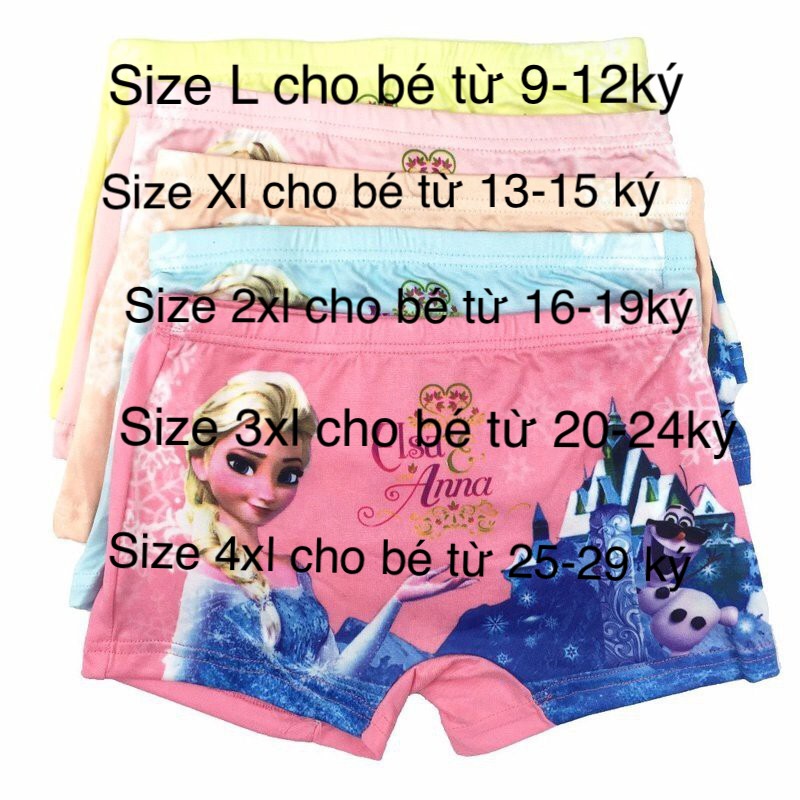 [HCM]Combo 10 quần chip đùi 3d hình ELSA cho bé gái
