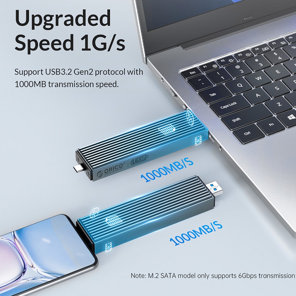 ORICO M.2 NVME NGFF SATA SSD Enclosure Type C USB A 3.2 Gen2 Dual M2 Protocol External HD Case Hard Drive Disk Storage Box House