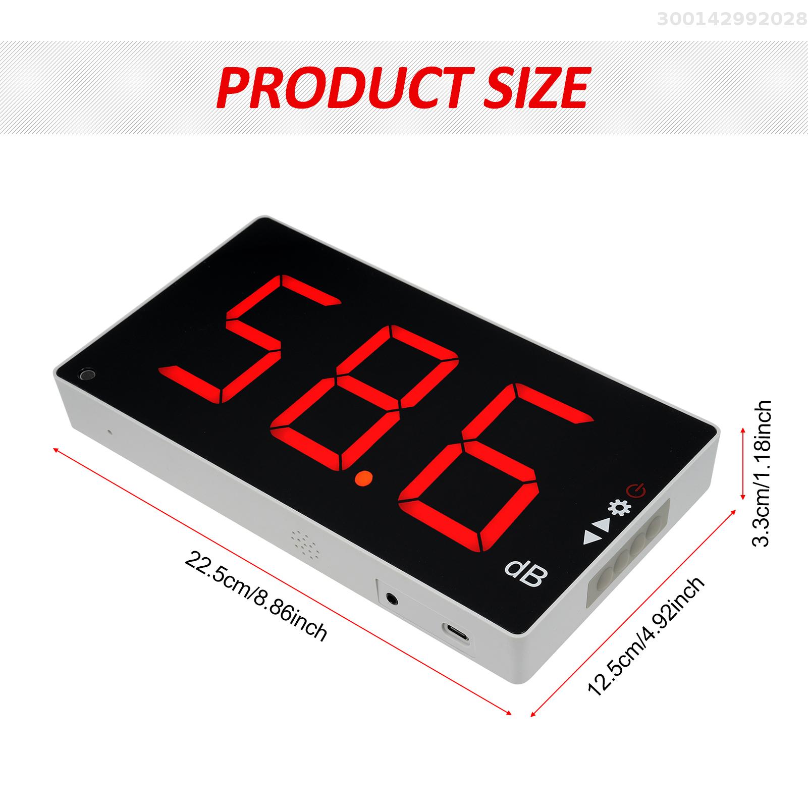 Sound Level Meter with Large LCD Screen Wall Mounted Digital Sound Level Meter Digital Noise Meter Decibel Monitoring Tester Noise Volume Measuring Instrument 30-130dB Measuring Range With Sound Alarm