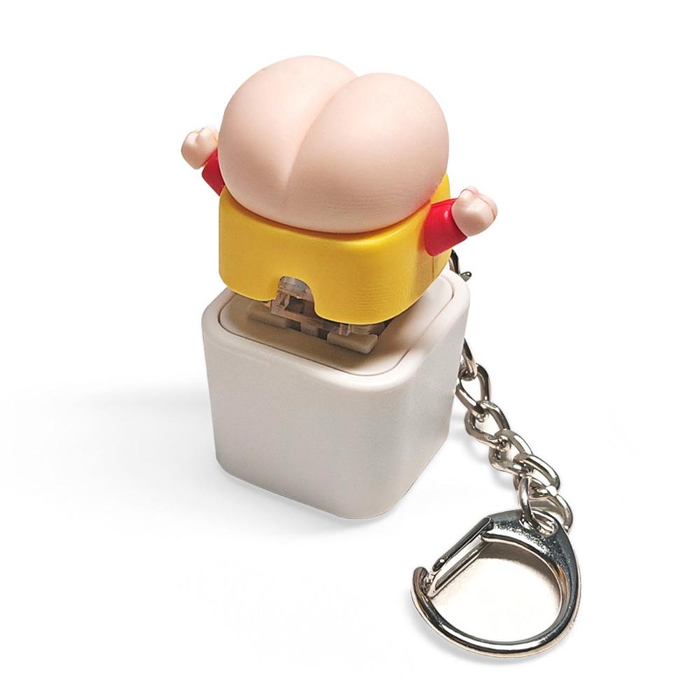 Creative Butt Keychain Crayon Shin-Chan Butt Keychain That Makes Sound And Lights Up When Pressed Replaceable Shaft Keycap Cute Wooden Fish Crayon Shin-Chan Butt Keychain