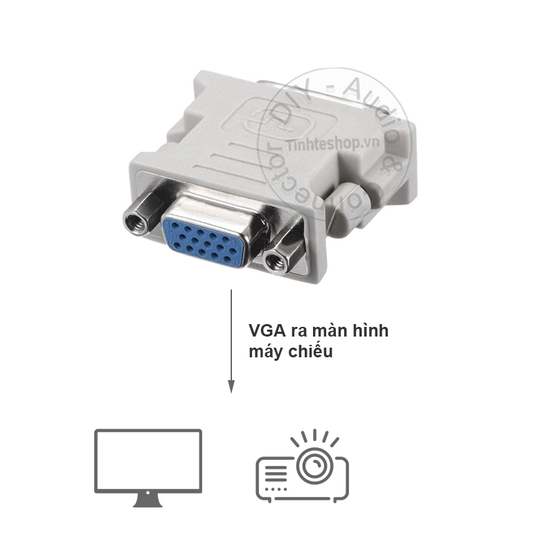 Đầu chuyển DVI sang VGA - DVI-I 24+5 ra VGA màn hình