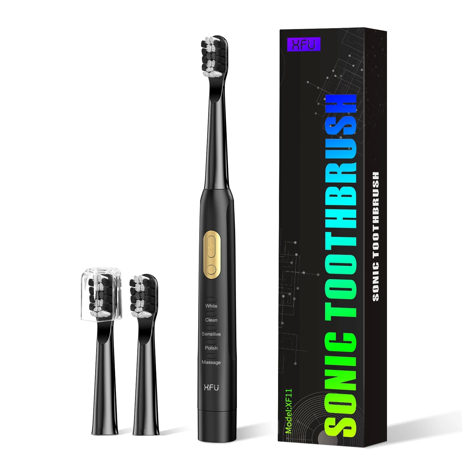 【VisioN Shop】Couple Toothbrush Black White 5 Modes Soft Bristles 40000 VPM Smart Timer Brush For Family Oral Care. 