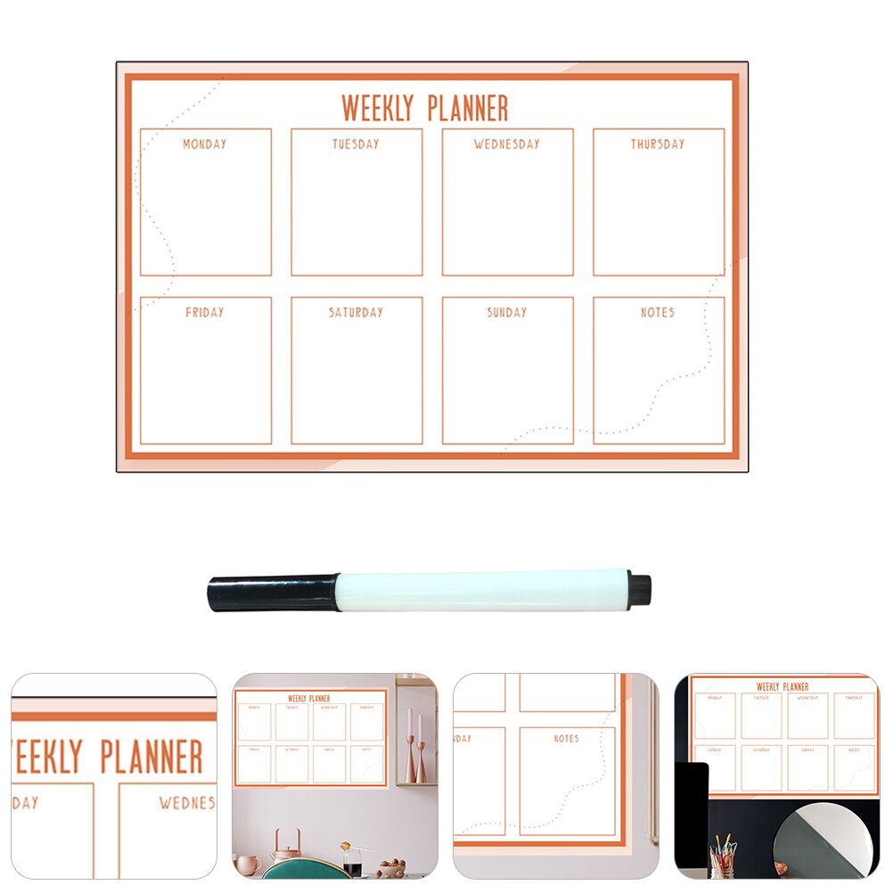 ：《》{“ Whiteboard Calendar Erase Weekly Refrigerator Monthly Dryblackboard Drawing Reusable Board Graffiti Tear Off Planner Week