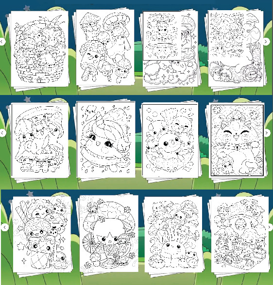 Tranh tô màu nước adorable mushrooms combo12 tranh khổ A5, giấy dầy đẹp