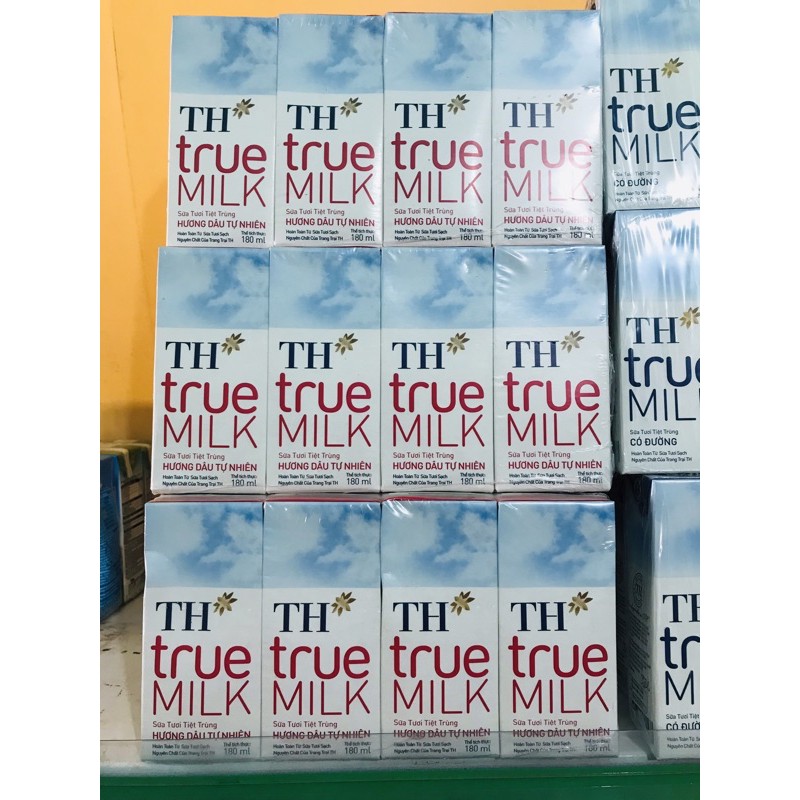 Vỉ sữa tươi tiệt trùng TH true MILK các vị 180 ml (180 ml x 4)