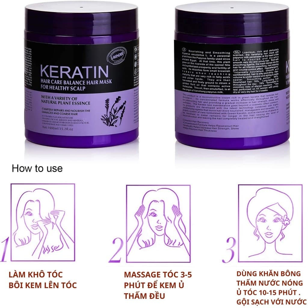 Kem hấp tóc, ủ tóc Keratin Hàn Quốc 1000 ml