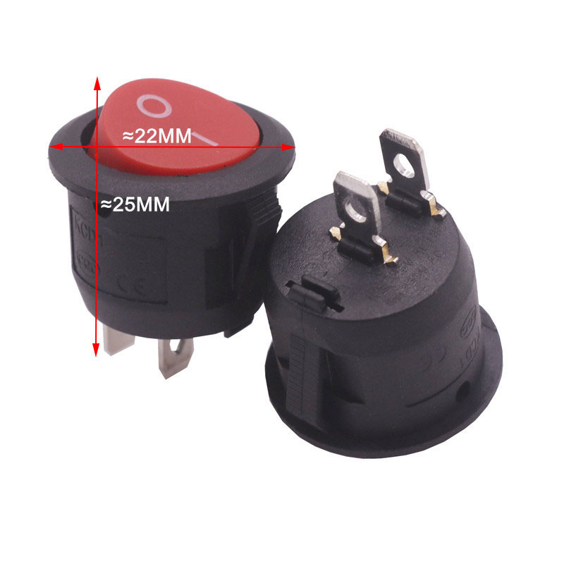 【TopazTrove】Round Switch 5 pcs 22*22*25mm On / off Black Rocker Switch ...