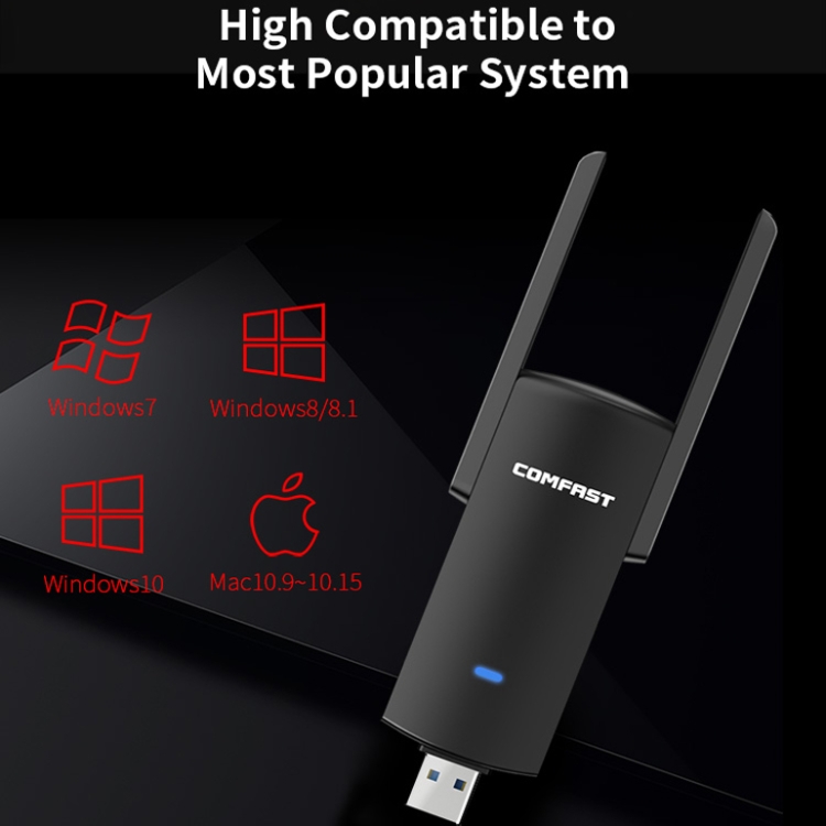 Comfast CF-924AC V2 1200mbps tần số kép Gigabit máy tính USB Bộ thu sóng Wi-Fi công suất cao các mạng không dây (trong kho)