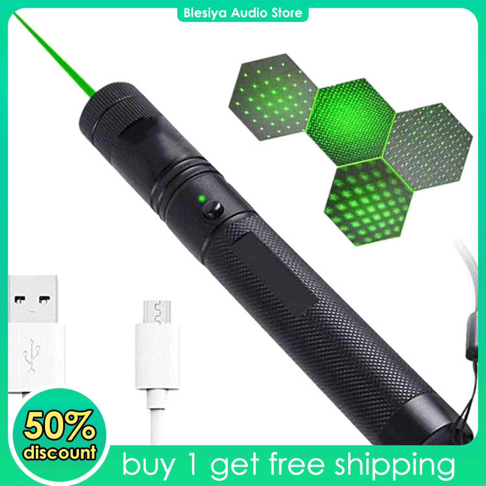 Blesiya Portable USB Green Laser Battery Embedded Adjustable Laser Focus 303 Pen