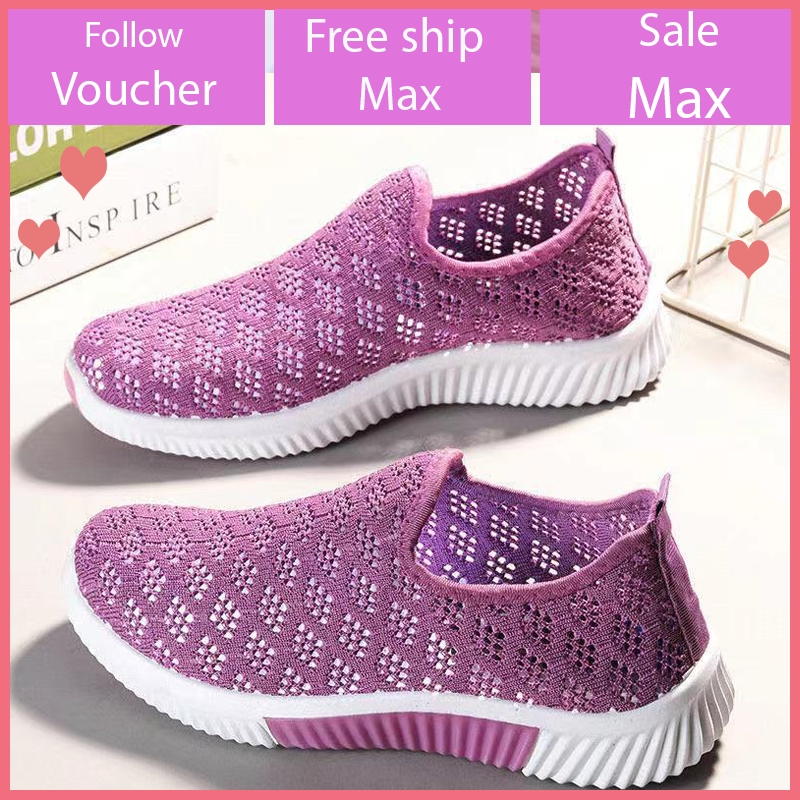 Giầy lười vải mềm lưới thoáng siêu nhẹ chạy bộ cao cấp phong cách hàn quốc đế cao su 2.5cm V302