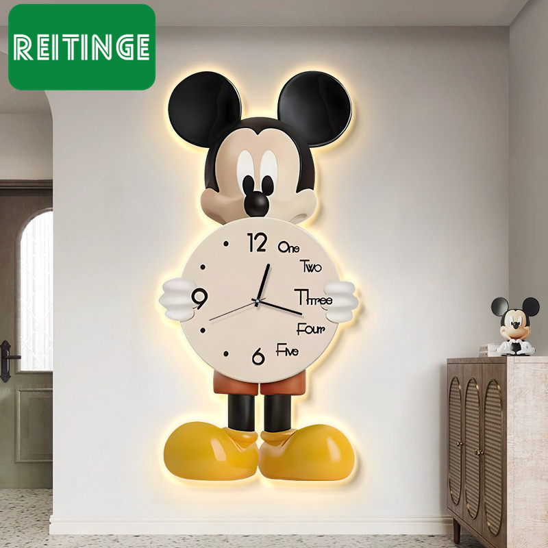 Mickey clock wall clock living room simple modern table hanging wall creative clock wall lamp