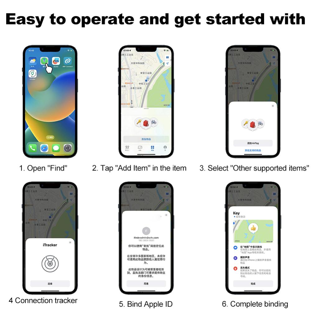 Thiết bị theo dõi mini Thiết bị theo dõi GPS thông minh hoạt động Apple tìm ứng dụng của tôi Bluetooth-Compatible5.1 các mục bị mất theo dõi công cụ tìm thú cưng