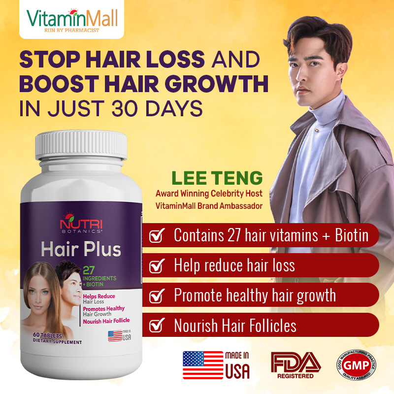 Nutri Botanics Hair Plus - Stop Hair Loss, Hair Thinning, Boost Hair Growth  - Hair Supplement with Biotin, Collagen, Keratin - 27 Hair Vitamins - 60  Tablets - Hair Loss Supplement that