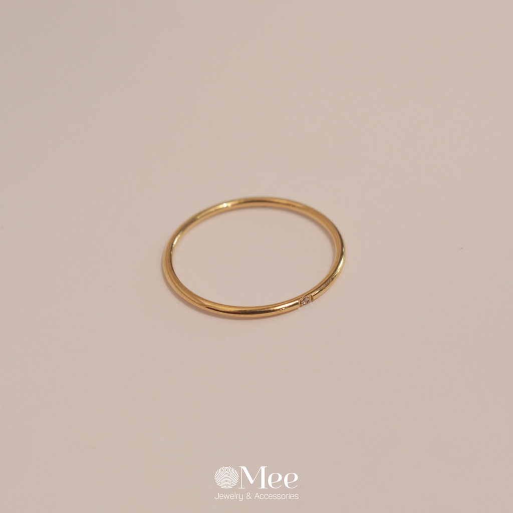 [1.12-GIẢM 15K ĐƠN 299K]- Nhẫn nữ Dot ring Mee bản mỏng đính đá - R3527