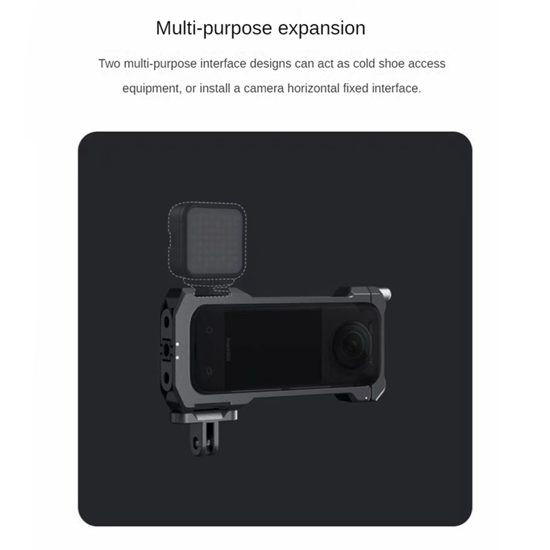For Insta 360 X3 Metal Protective Cage Panoramic Action Camera Case with Cold Shoe Mount for Insta 360 X3 Accessory