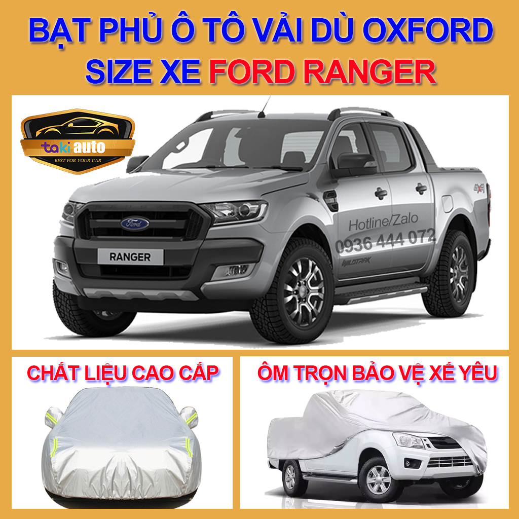 [RANGER - LOẠI VẢI DÙ] Bạt phủ xe bán tải Ford Ranger , áo trùm phủ kín bảo vệ xe 4,5 chỗ, bạc che nắng, mưa không thấm nước cao cấp , bạc che trùm xe hơi tráng bạc bền đẹp