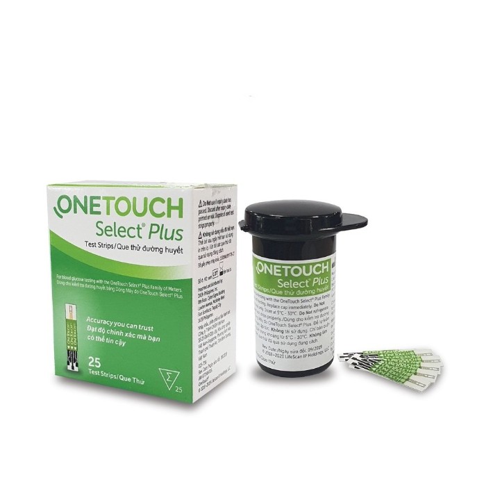 Que thử đường huyết onetouch select plus, hộp 25 que, date mới