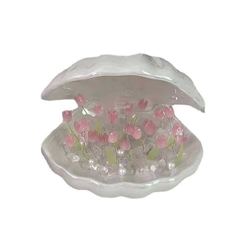 Handmade DIY Shell Tulip Night Light Creative gift bedside table mood light glowing ornaments
