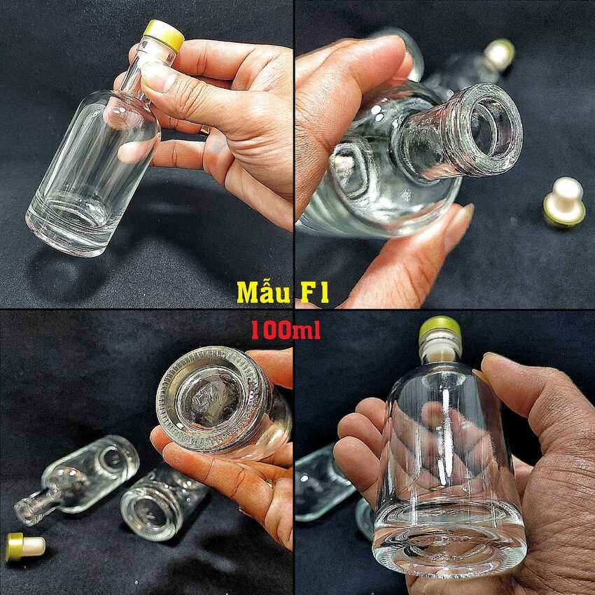 Glass bottle 100ML – cylinder shape vod-ka design – combo 3 bottles